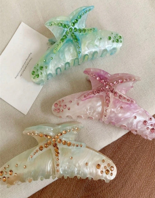 Starfish Rhinestone Hair Clip