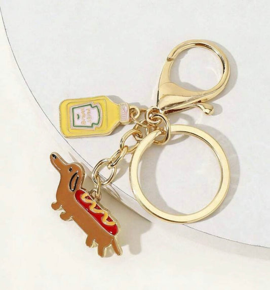 Dachshund puppy keychain